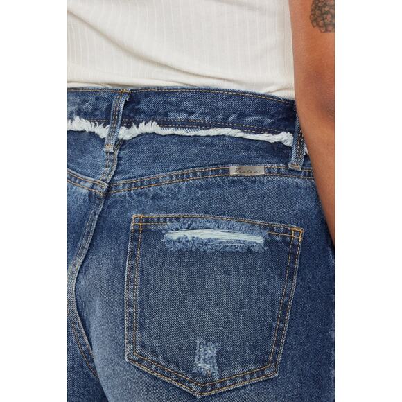Kancan Blue Distressed Button Fly Denim Cutoff Shorts Frayed Waistband NEW - Picture 9 of 10